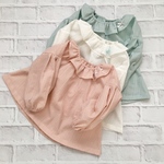ダブルリボンのフリル襟ブラウス/上品レース〈100〉ハンドメイド子供服