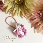 ぷっくり小花いっぱいのヘアゴム 　満開の桜