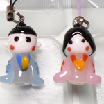 トンボ玉(おひな様セット)のストラップ
