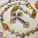 ロザリオ【１点物】(78)アンバー＆アゲート パワーストーン Rosary,Catholic,Prayer Beads,Healing,Relaxing,Gemstone,Holy Rosary