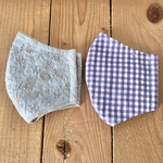 ミナペルホネンコラボ刺繍とチェック　ノーズワイヤー入りマスク2枚組