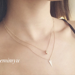 Double Chain Rondel&Triangle Necklace