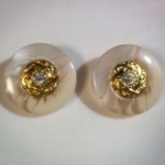 ピンク×ストーン×金のボタン2個セット