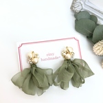 再販♡2ウェイ♡裂き布シフォン×コットンパールビジュー(グリーン)♡送料込み