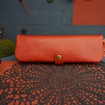 ✨新作✨☆自立☆ペンケース☆レッドブラウン（レンガ色）☆セミオーダー☆本革☆レザー☆ポーチ☆長財布☆メンズ☆レディース☆プレゼント包装致☆