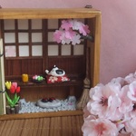 猫のいる縁側（春）