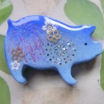 ◇248　🎆夏空の花火　🐷青いこぶたのブローチ　ラスト