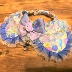 犬・猫の首輪　27～30　cocochanリボンチョーカー　ブルー・妖精・花柄・いちご
