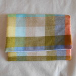 ブロックチェックのティッシュケース　オレンジ系