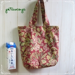 (大)バラの花のちょっと大きめお買い物袋★スーパー買い出しバッグ