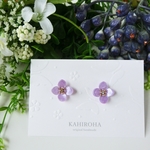 小さなお花 紫陽花 イヤリング/ピアス（ピンクパープル）