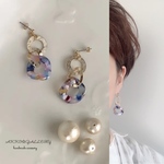 ☆マーブリングカーブフープ・ marble colorピアス／イヤリング☆ゆらゆら揺れる