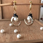 黒猫と遊ぶmoon フープイヤリング・ピアス　