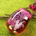 お花とうさぎのガラスチョーカー☆とんぼ玉