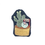 サボテン寄せ植え刺繍ブローチ(チャーム変更可)