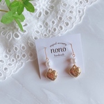 花模様✿ゴールドハートパールピアス(イヤリング)/サージカルステンレス nonoacs
