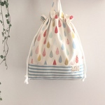 らいちゃん様専用   カラフルしずく♡ナチュラル＊ブルーボーダー    体操着入れ   