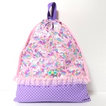 ハンドメイド ●巾着●体操着袋など●ユニコーン ♡レインボウ♡ラベンダードット