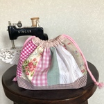 ナチュラル パッチワーク お弁当袋 巾着袋 入園グッズ