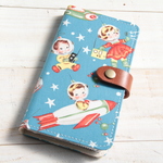 再2♪iPhoneSE2(第2世代/12,12Pro/ X~11シリーズ対応 　レトロスペースワールド　手帳型スマホケースiPhone8/8Plus/X(10）Android対応カバ