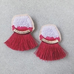 lavender×red fringe刺繍ピアス