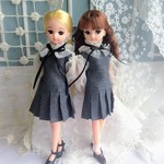 チュール袖プリーツミニワンピース　グレー＊22cmdoll