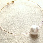 ハンドメイド§一粒コットンパール ワイヤーブレスレット