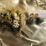 【期間限定】２点セット＊ミモザのコサージュ・イヤリング