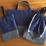 【chiharukam様　オーダー品 】帆布×児島デニム（ヒッコリー） 入園準備品☆3点セット