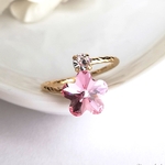 【SALE】フラワー・スワロフスキー🌸ライトローズ ピンク・とびきりキュートなフォークリング 