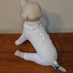 犬服オーダー  春物ポンポンしっぽのホワイト ロンパース    