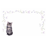 (22)猫と薄紫のお花のメッセージカード
