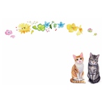 (24)2匹の猫とお花のメッセージカード