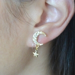 crescent&star☆　三日月と星のノンホールピアス＆ピアス