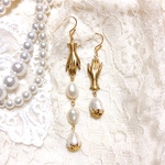 一点物♡貴婦人の手と淡水パールのヴィンテージイヤリング/ピアス