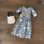 リカちゃん服　ハンドメイド　グレーのワンピースとバッグのセット