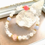 新作!!癒し効果抜群♡インカローズ×ローズクォーツ×ブルーレースアゲートのパワーストーンブレスレット＊華ブレス