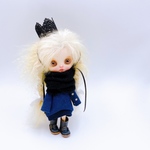 “ミディーブライスサイズ” 濃紺のコクーンワンピースとレースクラウン ヘッドアクセのセット