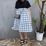 SALE【GATHERED DRESS】color:navy/white