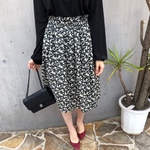 SALE【FLOWER PRINT SKIRT】color:black