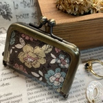 yuwa花柄  ブラウン　アクセサリーケース　携帯用ジュエリーケース携帯用