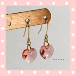 SWAROVSKI♡ハートピアス／イヤリング ローズピーチ