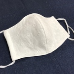 【3/14まで】布マスク② 大人用 立体 ハンドメイド  刺繍ダブルガーゼ 白