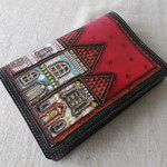 文庫サイズブックカバー　拭き染め＆刻印  牛革