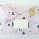 コップ袋･ランチョンマット ２点セット【ピンク】モノトーンstar＊入園準備に♪デコレクションズ星柄生地使用