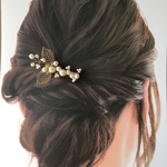 リーフとパールの小枝ヘアコーム