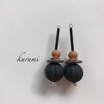 マットブラックかぼちゃビーズ❁﻿ピアス＆イヤリング