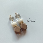 ウッド❱ガラスビーズ❁﻿ピアス＆イヤリング