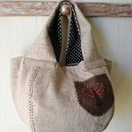 ♪Y様御予約品です♪  　リネンと刺繍のまーるいバッグ