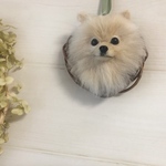 羊毛フェルト　クリームポメのフラワーリース　セミオーダー